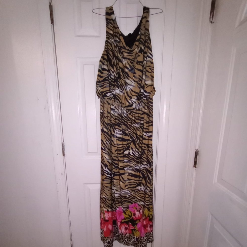 blooming rose tiger print dress